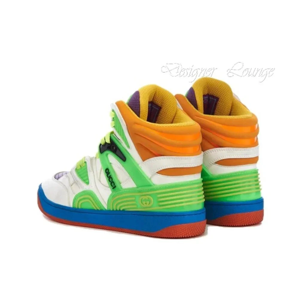 NEW GUCCI Basket Women's High Top Multicolor Demetra Sneakers Size EU 37 US 7